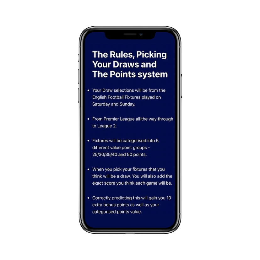 Mock up mobile phone showing example of the websites content on the about page